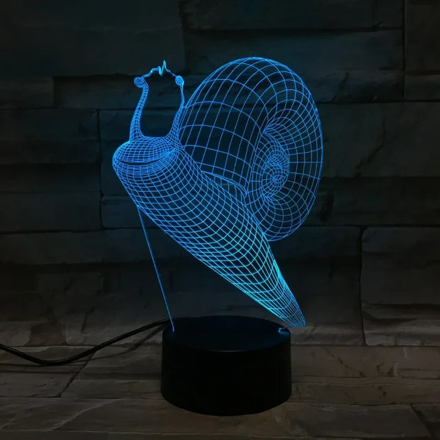 GlowSnail - 3D LED Nattlampa med Färgändring och Dimbart Läge