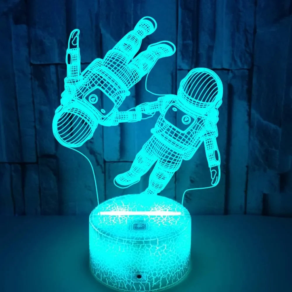 LumiAstro - 3D LED Astronaut Nattlampa med Färgförändring för Barnrum &amp; Dekoration