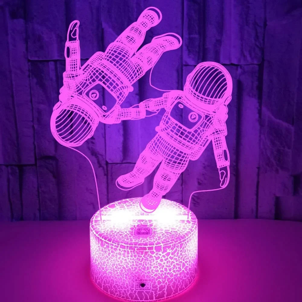 LumiAstro - 3D LED Astronaut Nattlampa med Färgförändring för Barnrum &amp; Dekoration