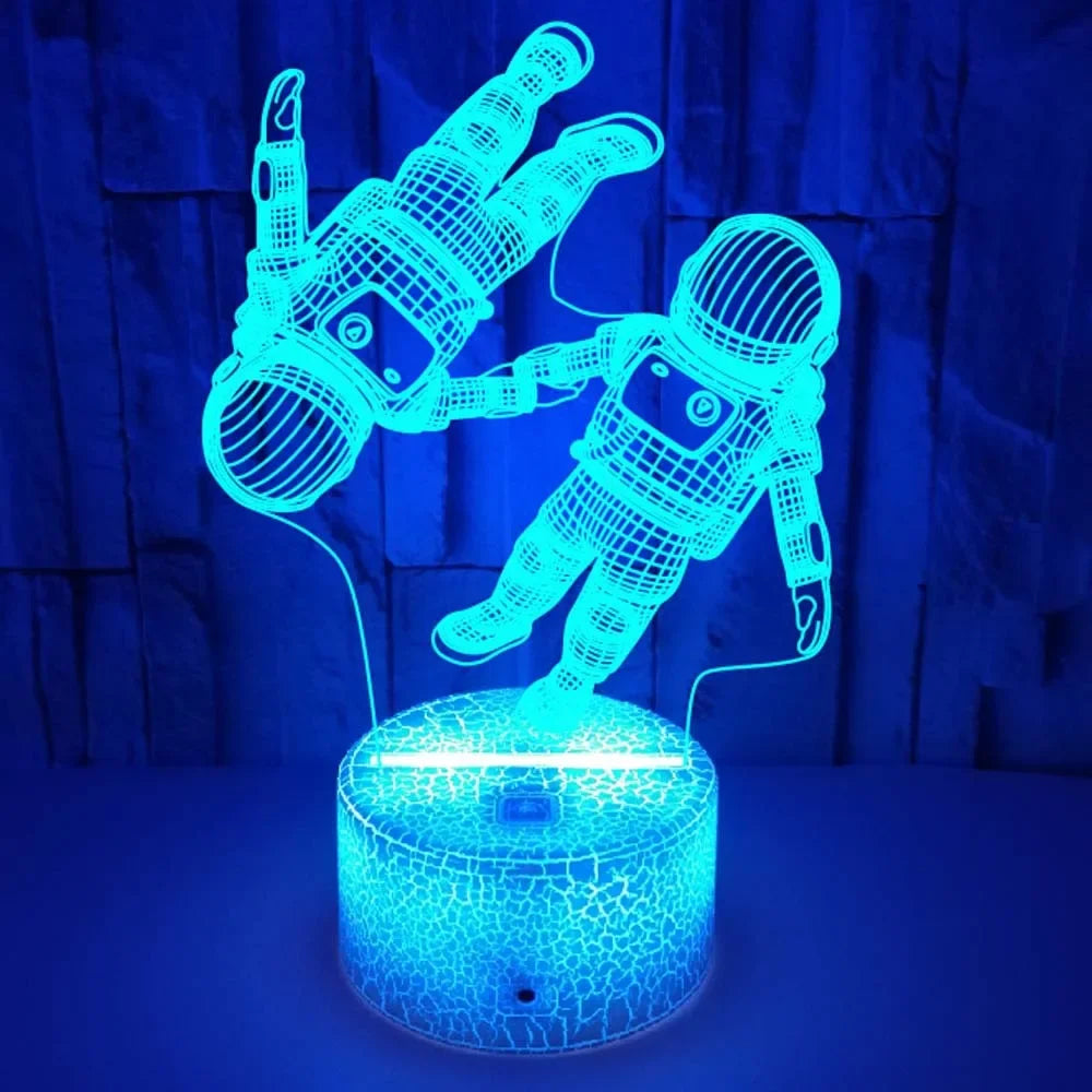 LumiAstro - 3D LED Astronaut Nattlampa med Färgförändring för Barnrum &amp; Dekoration