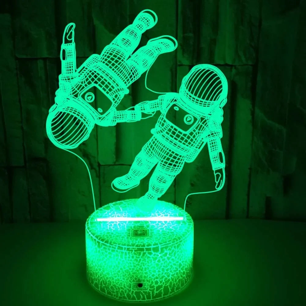 LumiAstro - 3D LED Astronaut Nattlampa med Färgförändring för Barnrum &amp; Dekoration