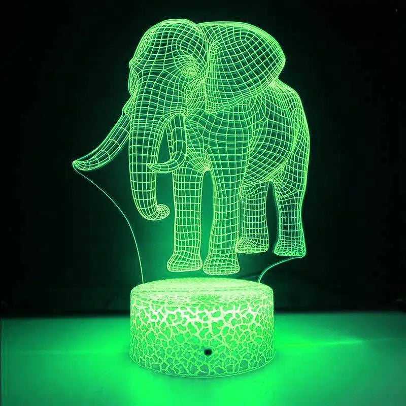 LumiElephant - 3D LED Nattlampa med Färgförändring och Optisk Illusion