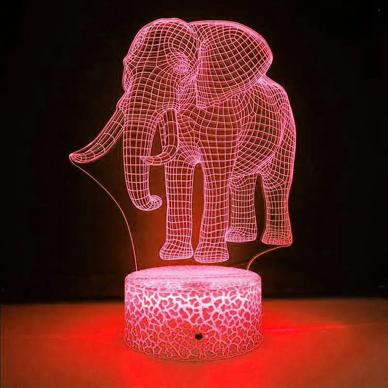 LumiElephant - 3D LED Nattlampa med Färgförändring och Optisk Illusion