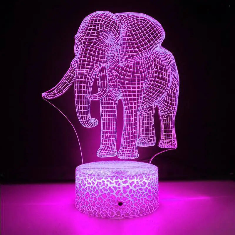 LumiElephant - 3D LED Nattlampa med Färgförändring och Optisk Illusion