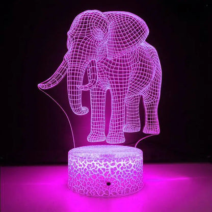 LumiElephant - 3D LED Nattlampa med Färgförändring och Optisk Illusion