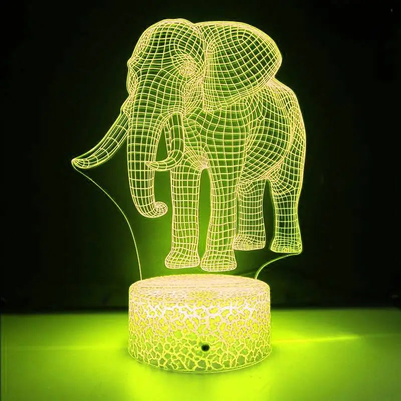 LumiElephant - 3D LED Nattlampa med Färgförändring och Optisk Illusion