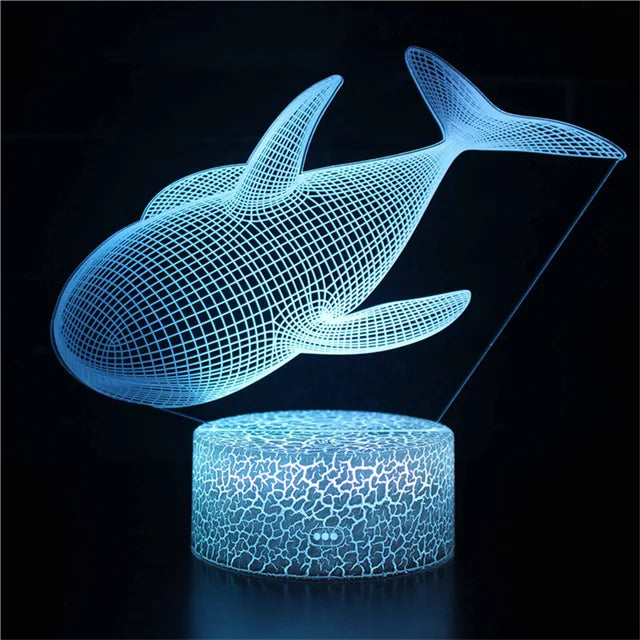 AquaGlow – 3D LED Nattlampa med Val Illusion för Barnrum