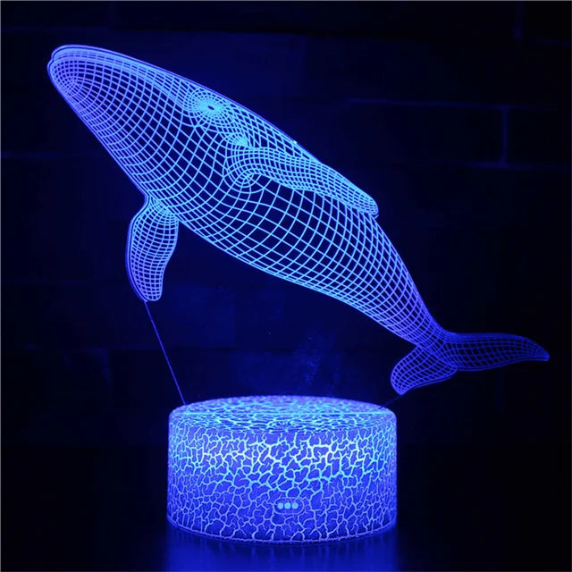AquaGlow – 3D LED Nattlampa med Val Illusion för Barnrum