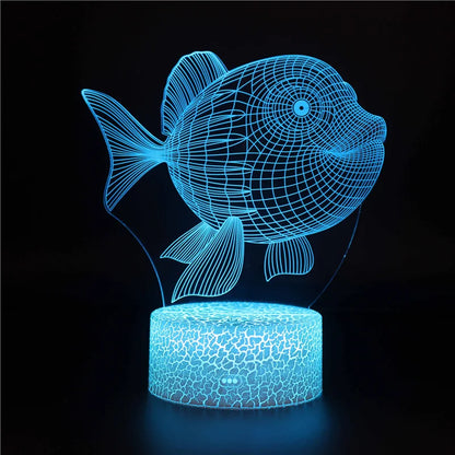 AquaGlow – 3D LED Nattlampa med Val Illusion för Barnrum