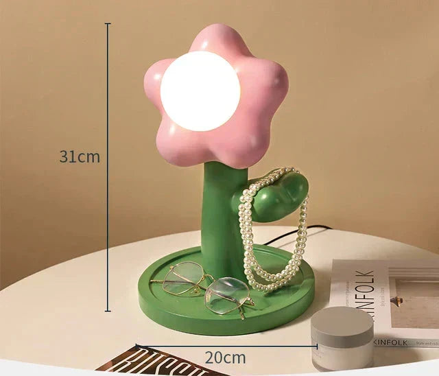 BloomShine - LED Blomma Bordsbelysning för Barnrum – Dekorativ Nattlampa i Blomdesign, Dimbar Belysning