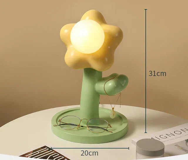 BloomShine - LED Blomma Bordsbelysning för Barnrum – Dekorativ Nattlampa i Blomdesign, Dimbar Belysning