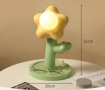 BloomShine - LED Blomma Bordsbelysning för Barnrum – Dekorativ Nattlampa i Blomdesign, Dimbar Belysning