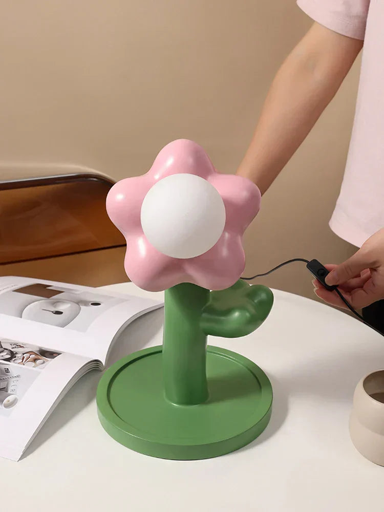 BloomShine - LED Blomma Bordsbelysning för Barnrum – Dekorativ Nattlampa i Blomdesign, Dimbar Belysning
