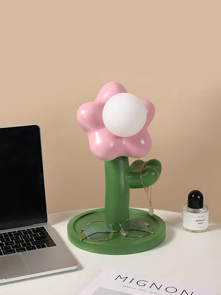 BloomShine - LED Blomma Bordsbelysning för Barnrum – Dekorativ Nattlampa i Blomdesign, Dimbar Belysning