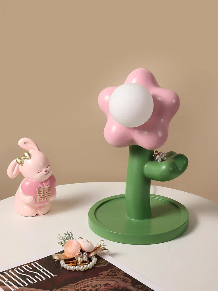 BloomShine - LED Blomma Bordsbelysning för Barnrum – Dekorativ Nattlampa i Blomdesign, Dimbar Belysning