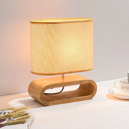 WoodLuxe – Bordslampa med Träbas för Sovrum och Vardagsrum