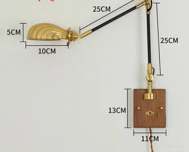 LightCraft - Justerbar Vintage Vägglampa i Mässing och Trä