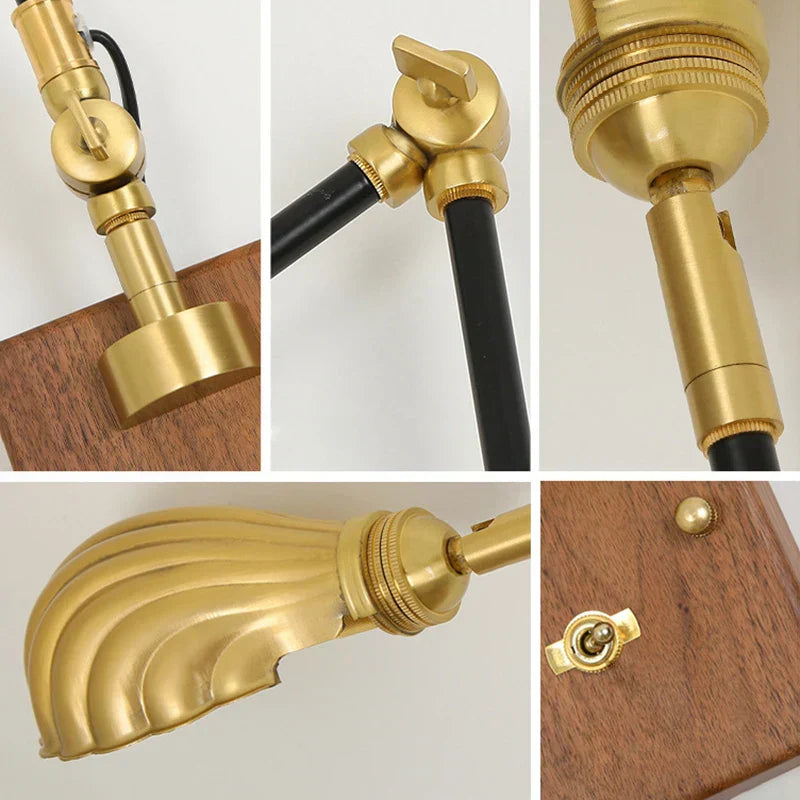 LightCraft - Justerbar Vintage Vägglampa i Mässing och Trä