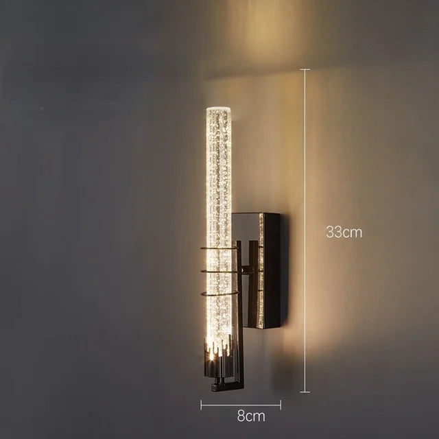CrystalGold - Elegant LED Vägglampa i Guld Med Kristaller För Vardagsrum &amp; Sovrum