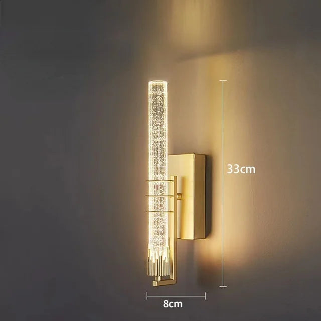 CrystalGold - Elegant LED Vägglampa i Guld Med Kristaller För Vardagsrum & Sovrum