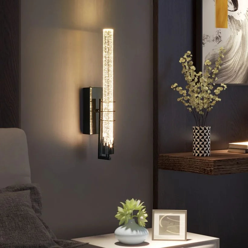 CrystalGold - Elegant LED Vägglampa i Guld Med Kristaller För Vardagsrum &amp; Sovrum