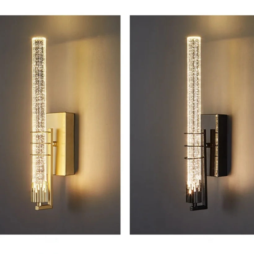 CrystalGold - Elegant LED Vägglampa i Guld Med Kristaller För Vardagsrum &amp; Sovrum