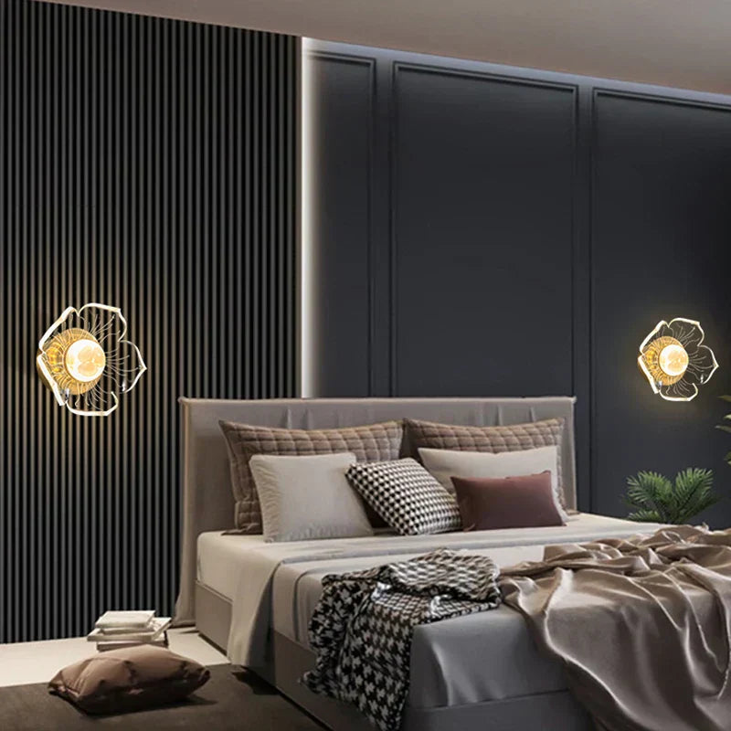 BloomGlow – Blomformad LED Vägglampa för Sovrum &amp; Vardagsrum