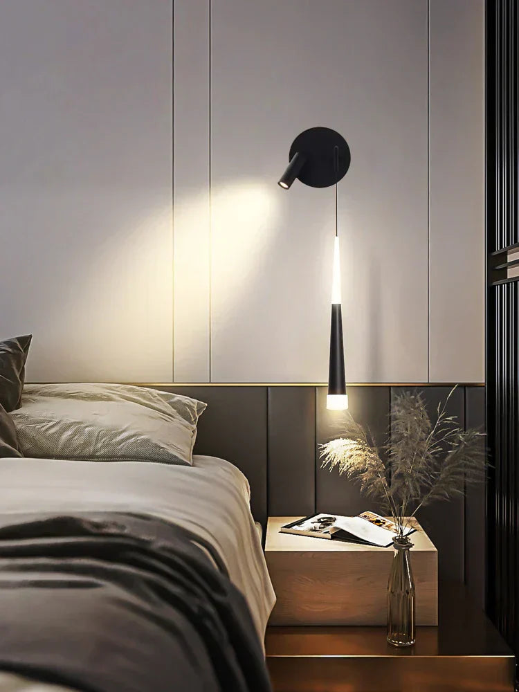 NordicLuxe - Minimalistisk LED-vägglampa i svart för sovrum och vardagsrum