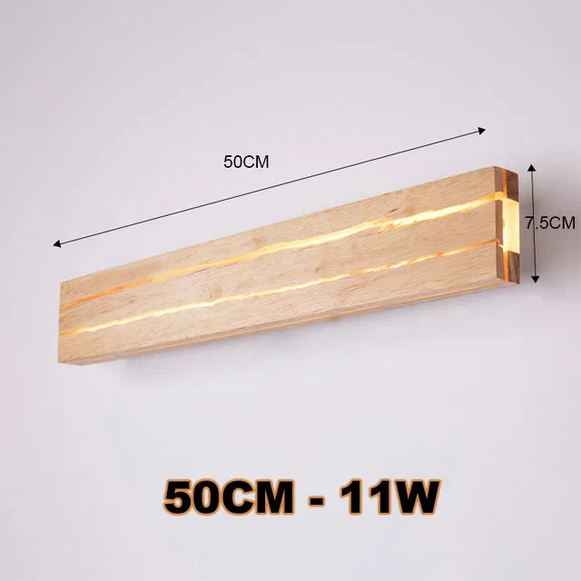 WoodGlow - Modern LED Trä Vägglampa med Sprickdesign Naturlig Belysning