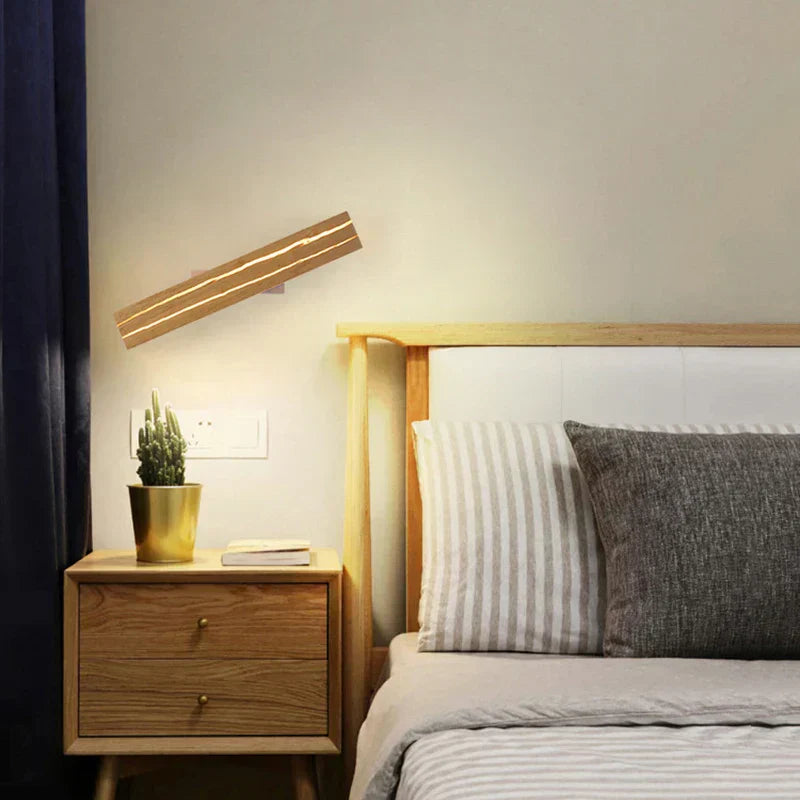 WoodGlow - Modern LED Trä Vägglampa med Sprickdesign Naturlig Belysning