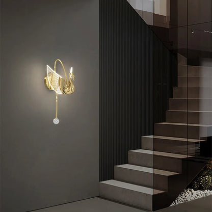SwanGlow - Gyllene Svanelampa Modern LED Belysning