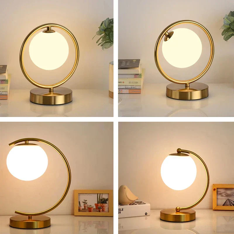 LumeSphere – Dimbar LED Bordslampa med Glaskula för Vardagsrum och Sovrum