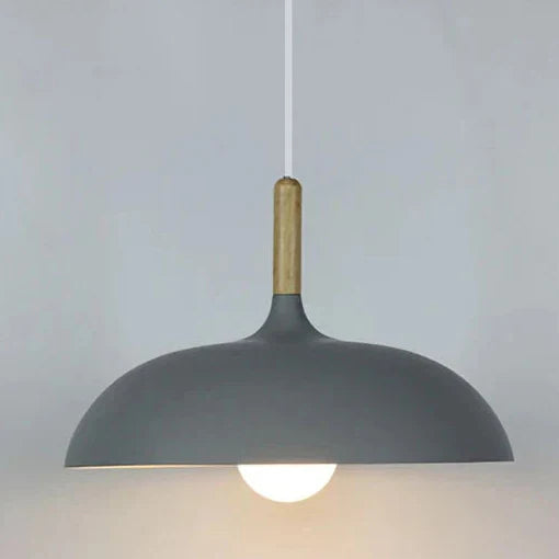 Skandinavisk Pendellampa | Ek &amp; Järn | Justerbar Höjd | E27 Lampa | Minimalistisk Nordisk Design
