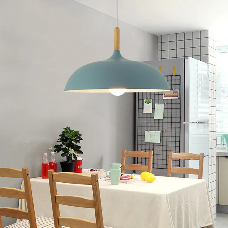 Skandinavisk Pendellampa | Ek &amp; Järn | Justerbar Höjd | E27 Lampa | Minimalistisk Nordisk Design