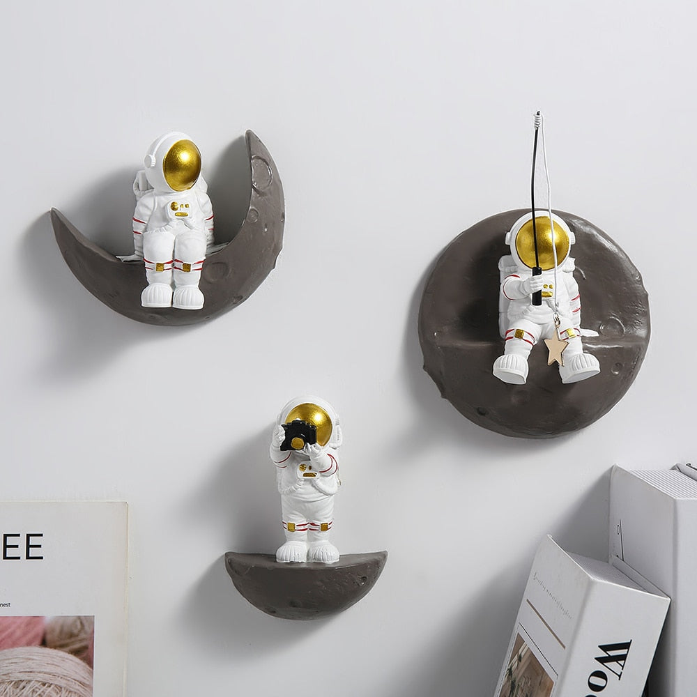 Astronaut På Månen Dekorativ Konstverk Unik Hem Accent