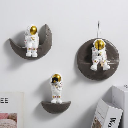 Astronaut På Månen Dekorativ Konstverk Unik Hem Accent
