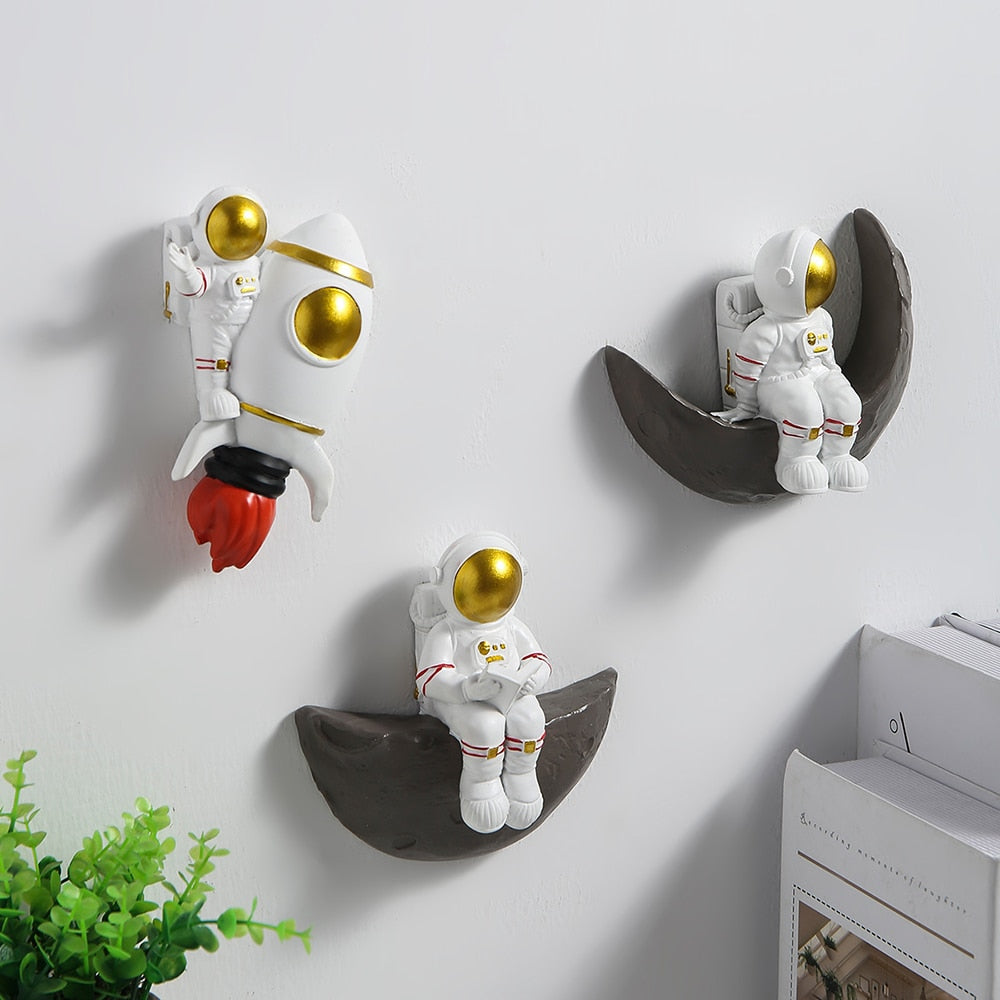 Astronaut På Månen Dekorativ Konstverk Unik Hem Accent