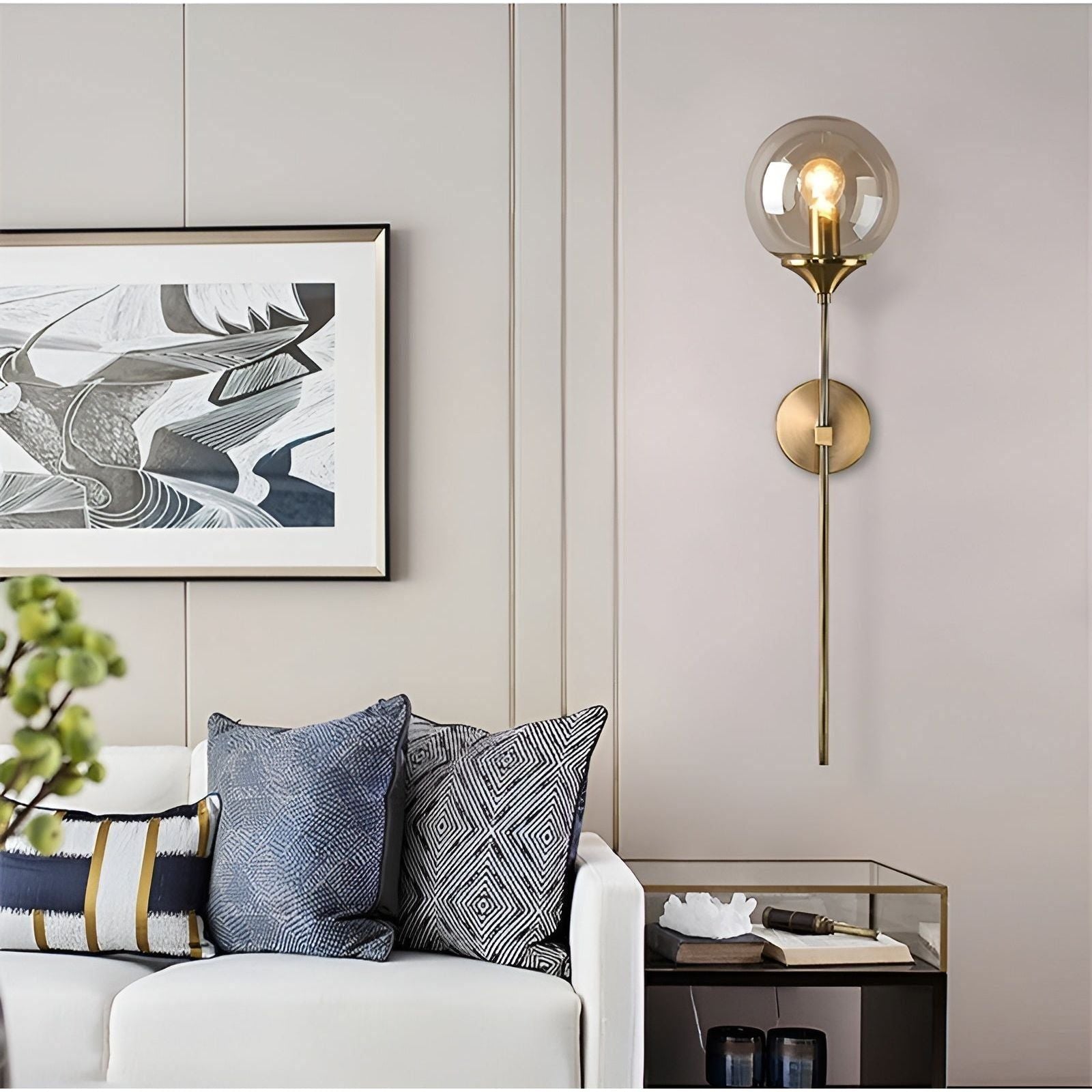 GlassGleam Lampa - Nordisk Guld Inomhus Glasboll Vägglampa