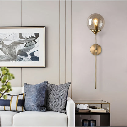 GlassGleam Lampa - Nordisk Guld Inomhus Glasboll Vägglampa