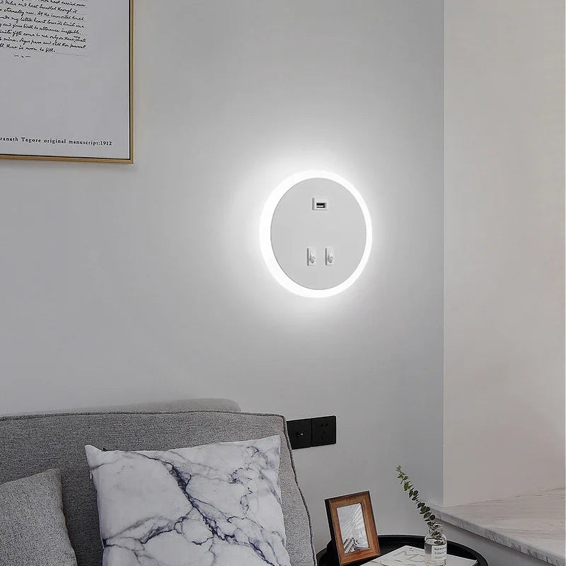 USBGlow - Modern LED Vägglampa med USB Laddningsfunktion – Dimbart Ljus