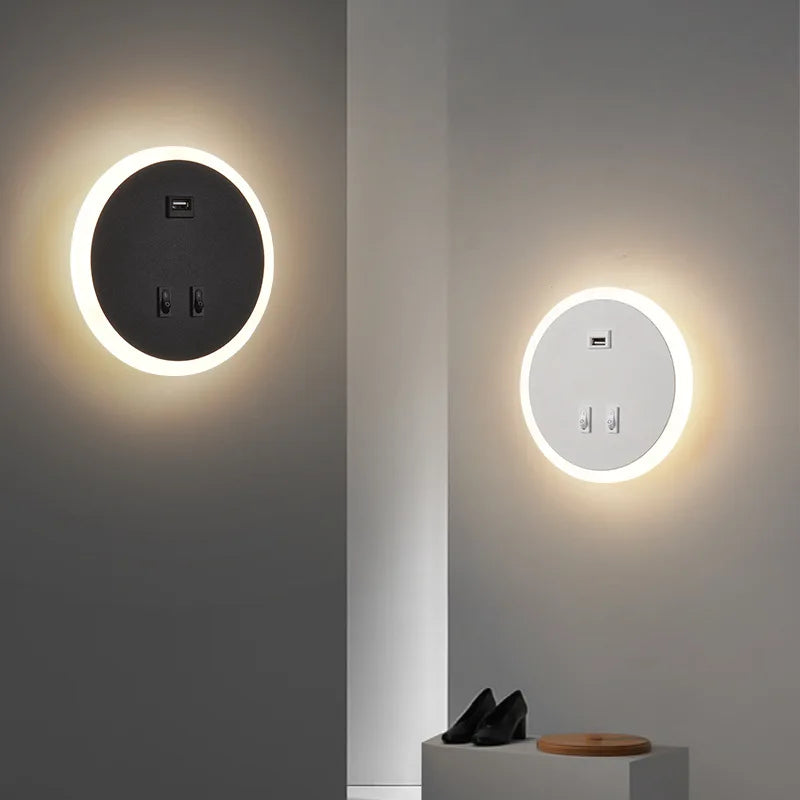 USBGlow - Modern LED Vägglampa med USB Laddningsfunktion – Dimbart Ljus