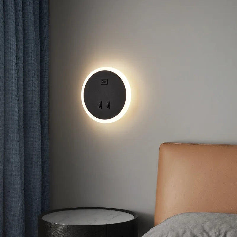 USBGlow - Modern LED Vägglampa med USB Laddningsfunktion – Dimbart Ljus