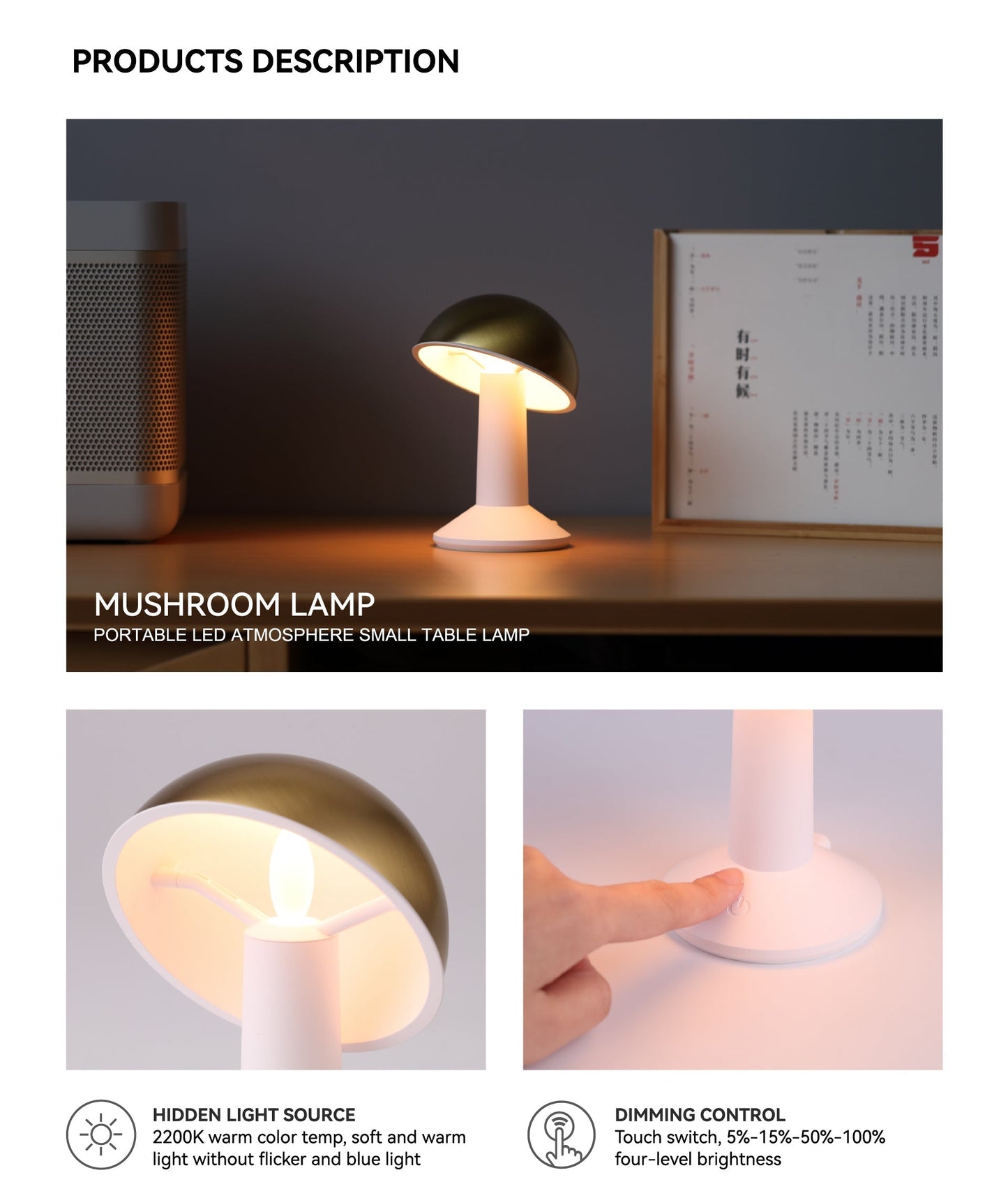 Bordslampa i Skandinavisk Stil med Guld Messing