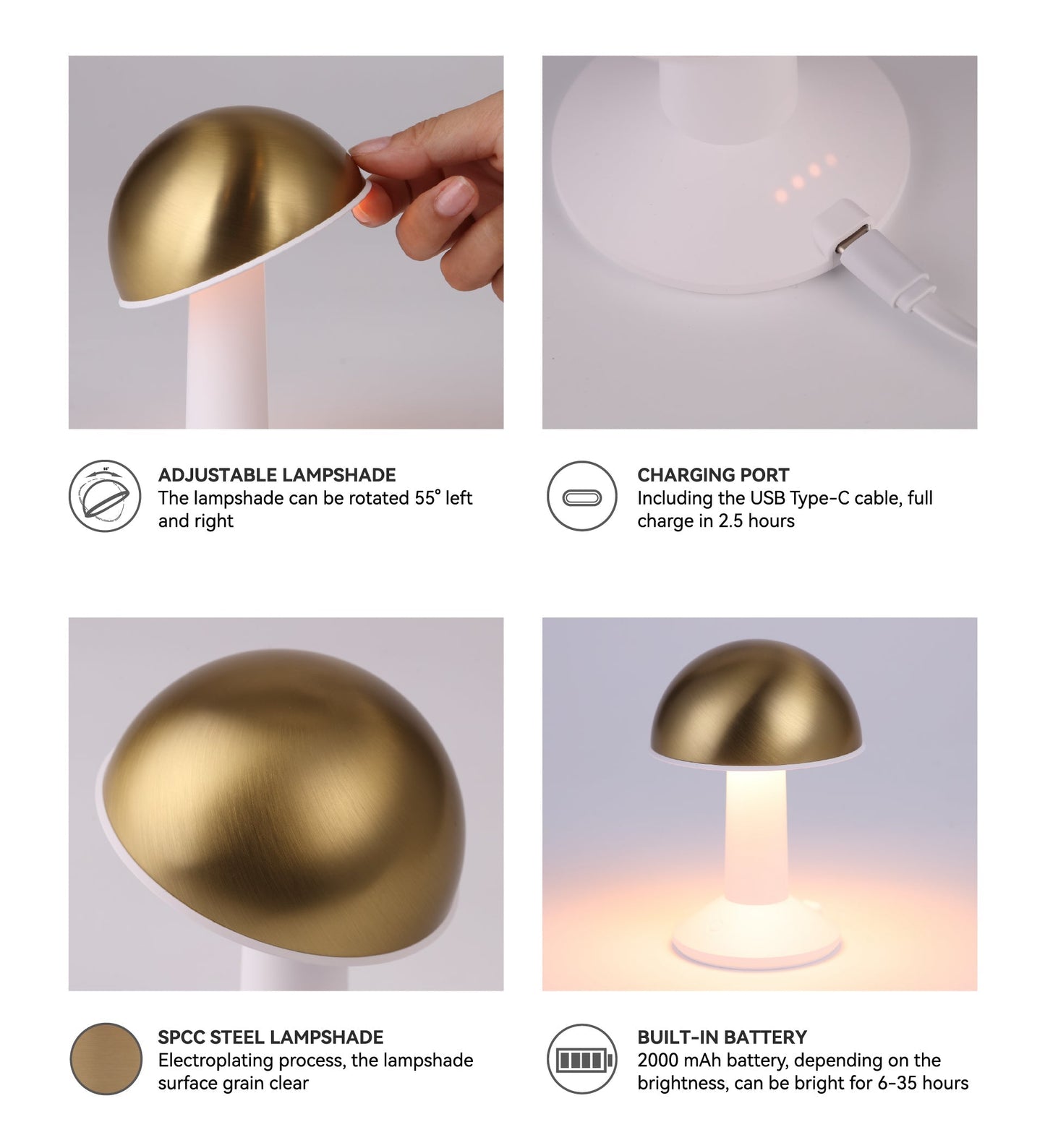 Skandinavisk Stilmessingsbordslampa i Guld