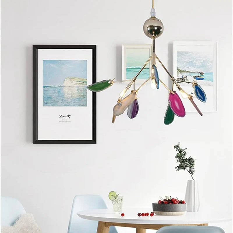 Nordic Agate Stone Chandelier | Modern Chandelier Light | Unique Home Decor | Metal | 11.8&quot;–23.6&quot;