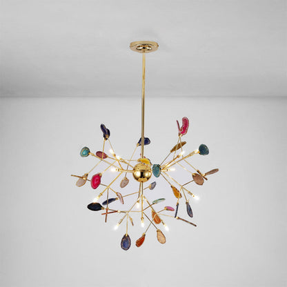 Nordic Agate Stone Chandelier | Modern Chandelier Light | Unique Home Decor | Metal | 11.8&quot;–23.6&quot;