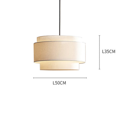 Bauhaus Beige Flerskiktad Linne Trommel Hänglampa