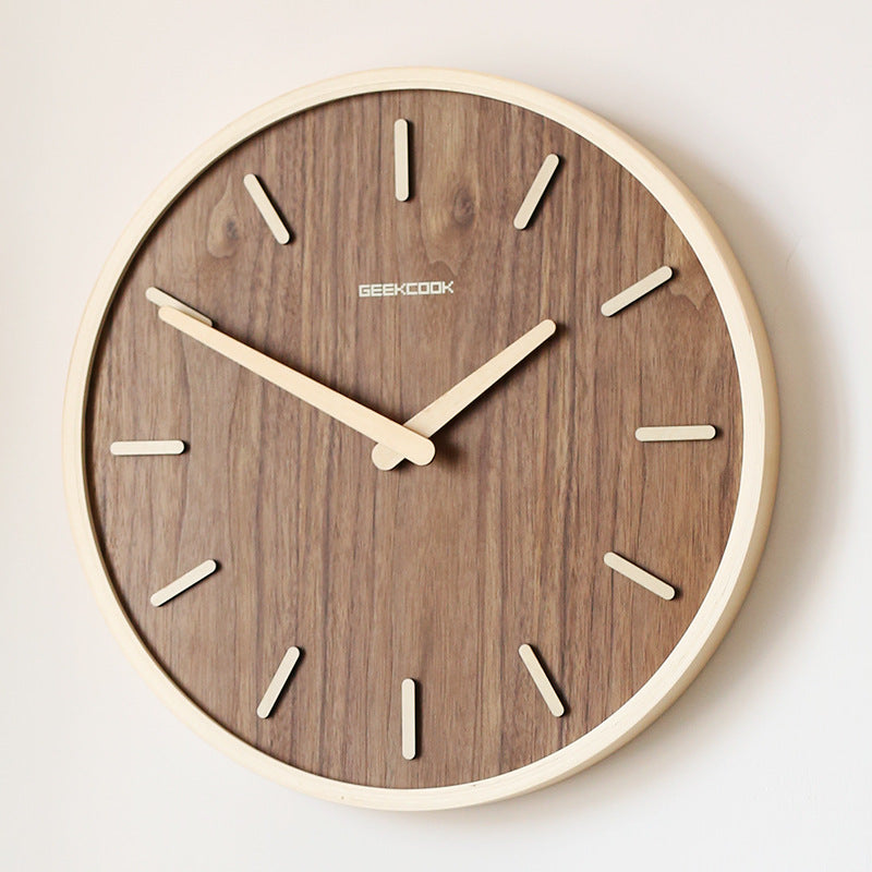 SilentTimber - Minimalist Wall Clock in Wood with Silent Environment