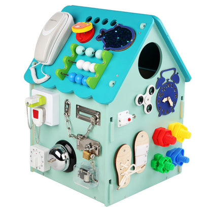 Handgjord Montessori Trä Aktivitets Hus