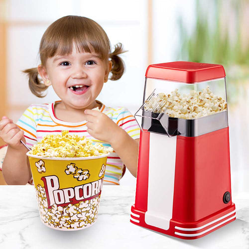 1200 Watts Elektrisk Popcornmaskin – Retro Stil med Måttkopp &amp; Avtagbart Lock